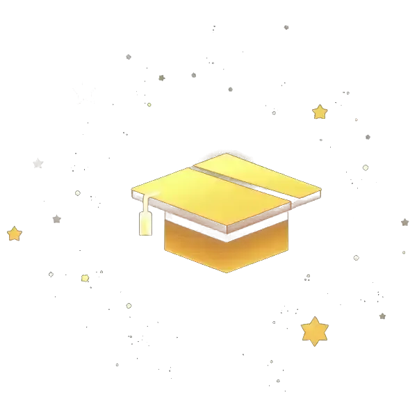 Graduation hat with stars around it